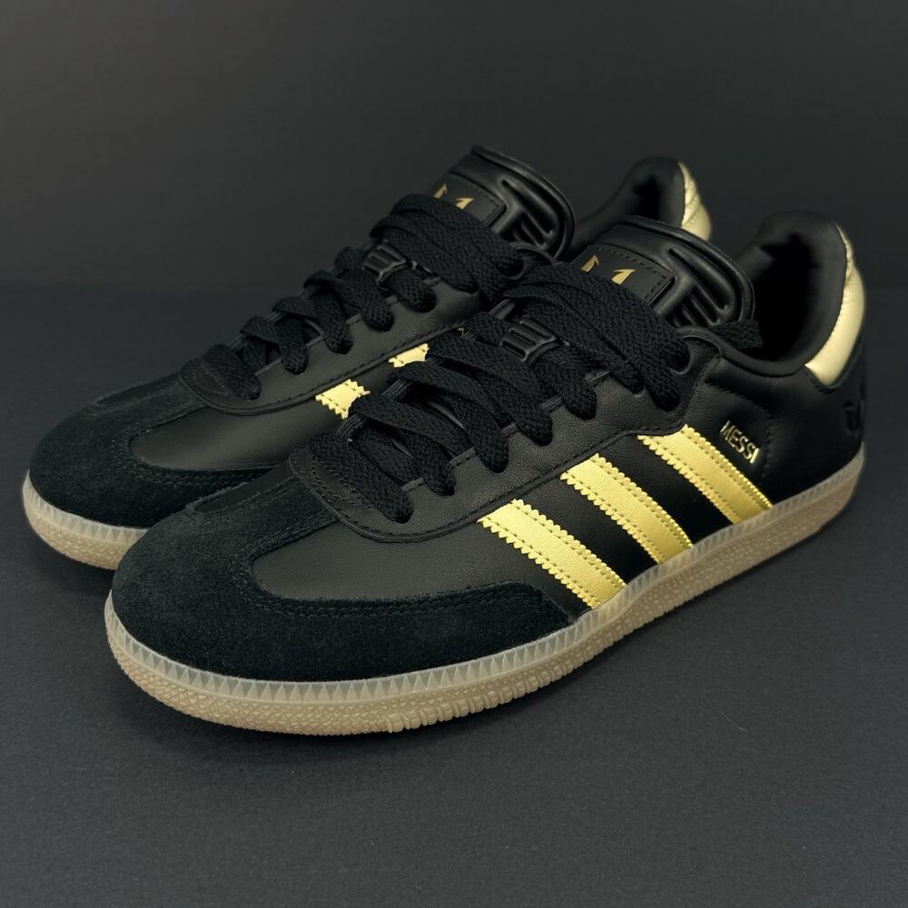 adidas Samba Messi Men’s Size 5.5 Black Gold JR6349 Indoor Soccer Shoes NEW